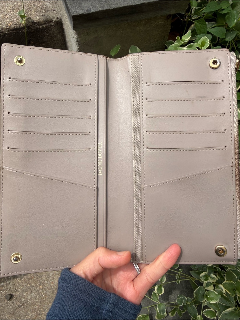 Lovely Taupe Dagne Dover Taupe Foldover Wallet
